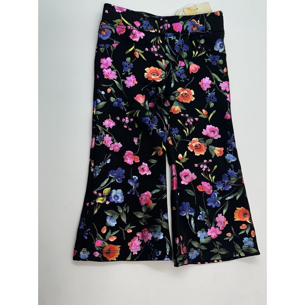 TRULY ME By Sara Sara 3T Toddler Girl Black Foil Floral Stretch Legging Pant